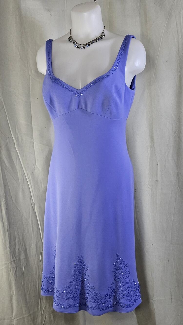 Y2K Jones New York Evening Midi Dress Lavender Blue Cocktail Size 10 NWT ***READ